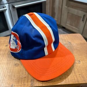 Vintage Rare Denver Broncos NFL Blue and Orange Helmet Cap 1980